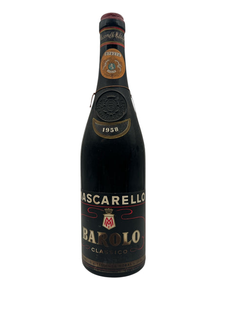 Flasche Barolo Mascarello 1958 mit klassischem Etikett