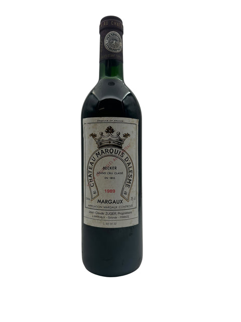 Flasche Rotwein Château Marquis D'Alesme Becker 1989