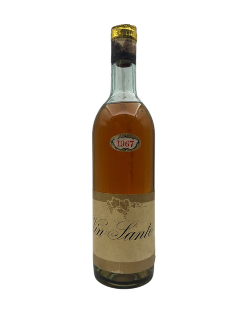Flasche Vin Santo 1967 mit goldener Farbe und elegantem Etikett