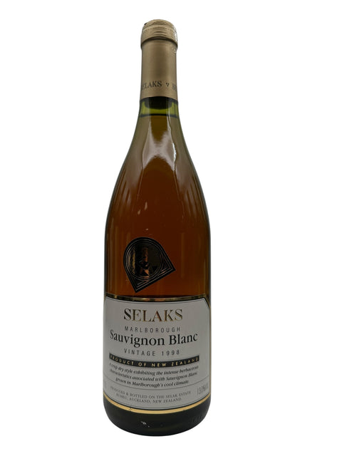Flasche Selaks Sauvignon Blanc 1998 mit Etikett