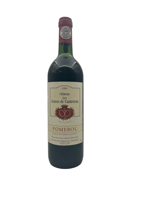 Flasche Rotwein Château Les Graves de Cantereau 1991 aus Pomerol