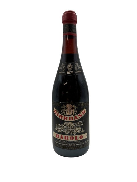 Flasche Rotwein Barolo Giordano 1971 mit Etikett