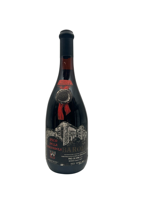 Flasche Rotwein Pico della Mirandola Barolo 1976 mit Etikett und Siegel