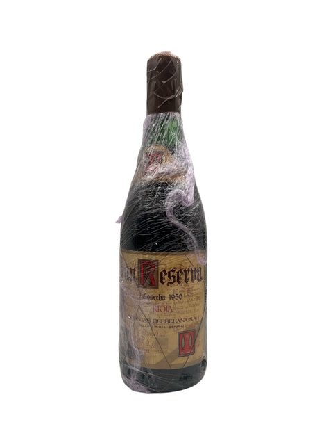 Flasche Gran Reserva Berberana 1950 in Folie verpackt