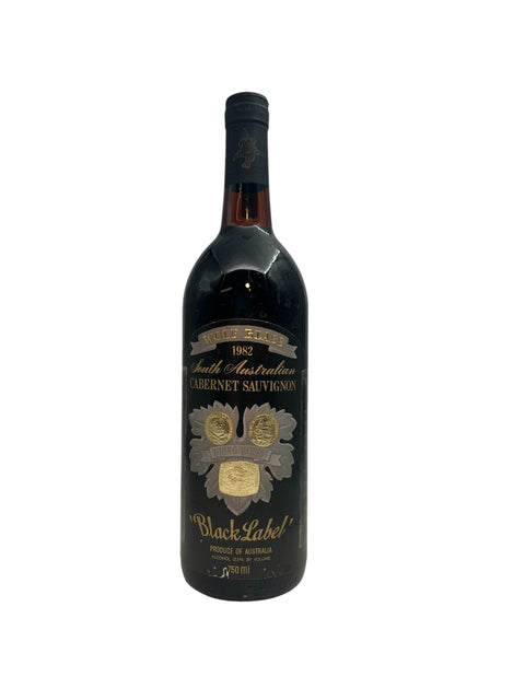 Flasche Black Label Wolf Blass 1982 Rotwein