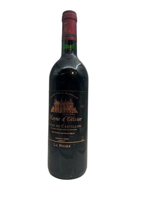 Flasche Mayne d'Olivier La Noire 1998 Rotwein aus Côtes de Castillon