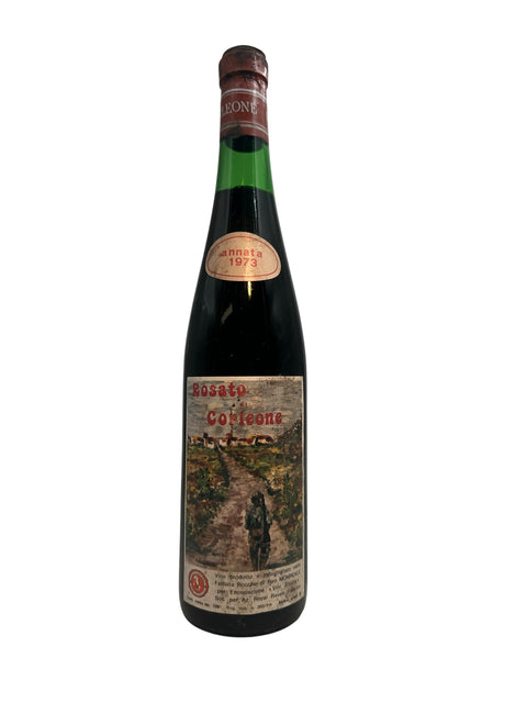 Flasche Rosato Corleone 1973 mit künstlerischem Etikett