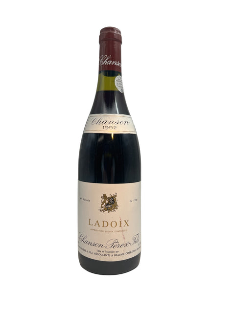 Flasche Rotwein Ladoix Chanson aus dem Jahr 1992