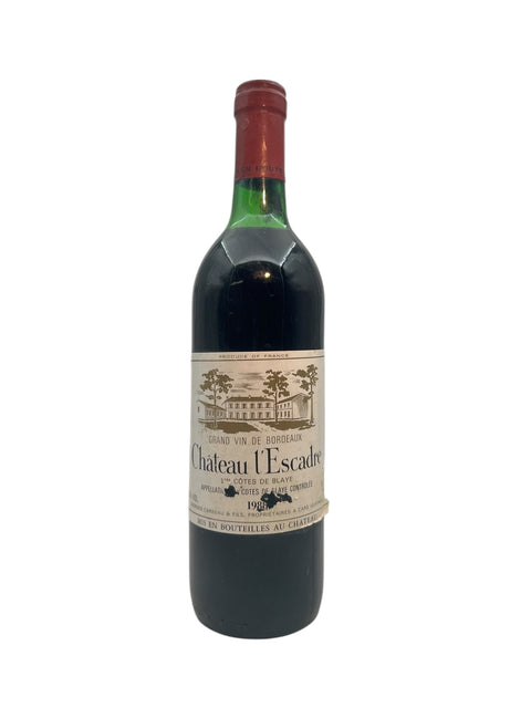 Flasche Rotwein Château l'Escadre 1988 mit Etikett