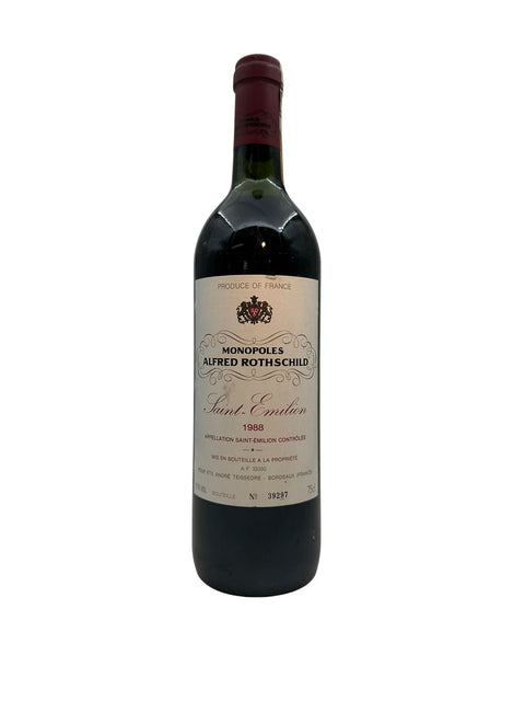 Flasche Rotwein Saint Emilion Alfred Rothschild Jahrgang 1988
