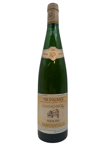 Flasche Riesling Dontenville 1990 Wein aus dem Elsass