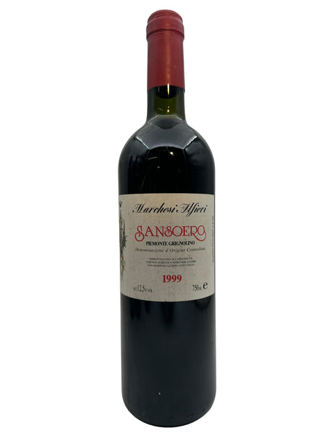 Eine Flasche Sanroero-Rotwein von Marchesi Alfieri, Jahrgang 1999