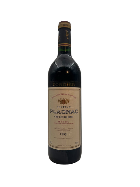 Flasche Rotwein Château Plagnac Cordier 1993
